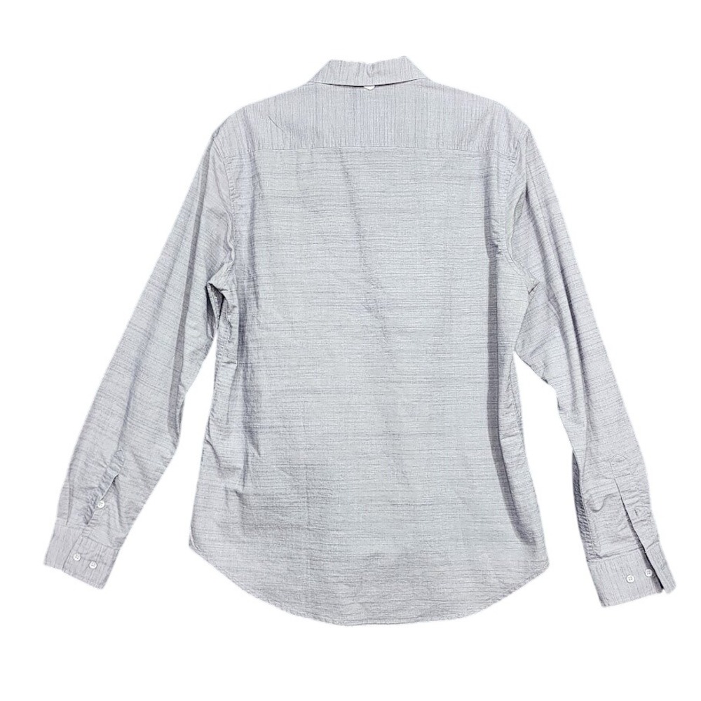 Paper Denim Cloth Button Down Shirt Slim Fit Stretch Fabric Gray Large - Picture 2 of 8